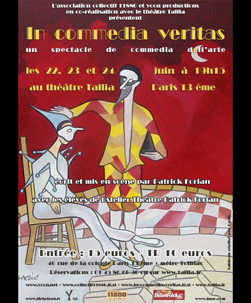 affiche du spectacle de commedia dell’arte In Commedia Veritas